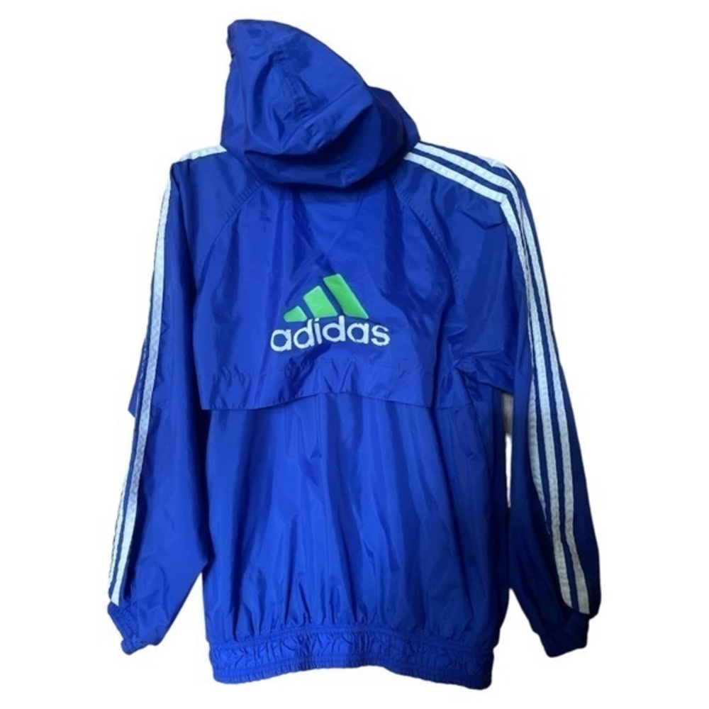 Adidas Men’s Spell Out Windbreaker Jacket‎ Three Stripe Vintage 90s Large Blue
